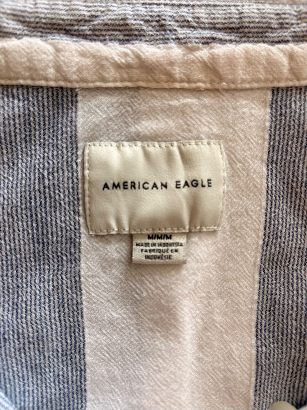 AE Oversized Striped Beach Shirt - Viscose/Linen Blend - White & Light Gray - M - Picture 2 of 13